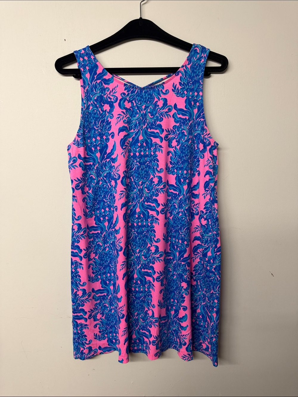 Lily Pulitzer Sleeveless Pink Dress with Blue Floral Print